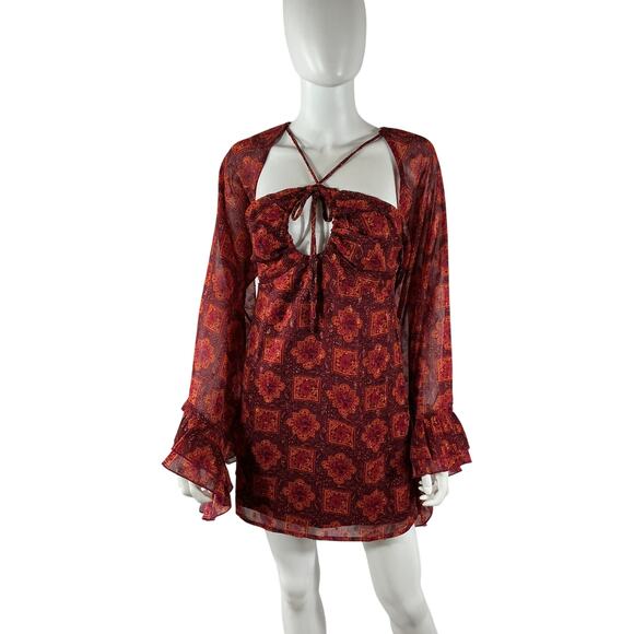 NWT House Of Harlow 1960 x Revolve 'Paula' Red Polyester Mini Dress Size S - Picture 4 of 6